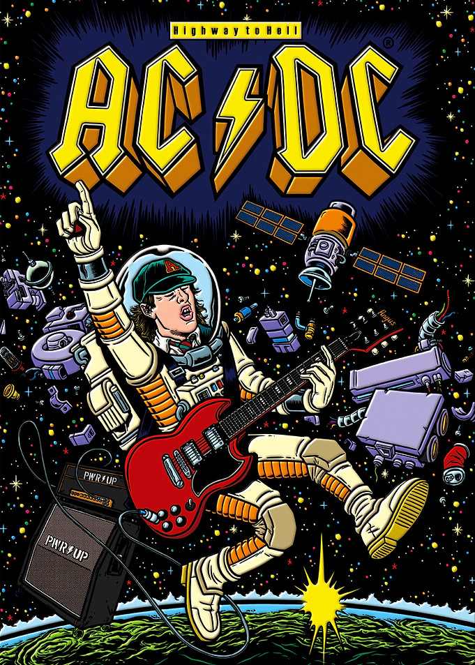 AC/DC Astronaut Guitarist Space Poster