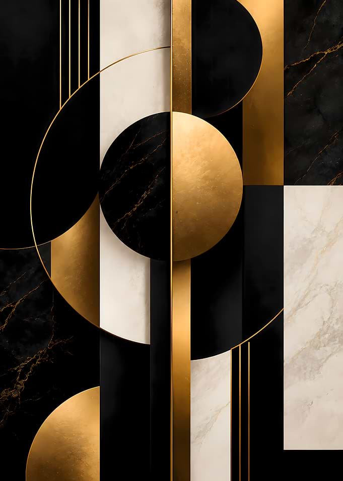 Abstract Geometric Gold and Marble Art