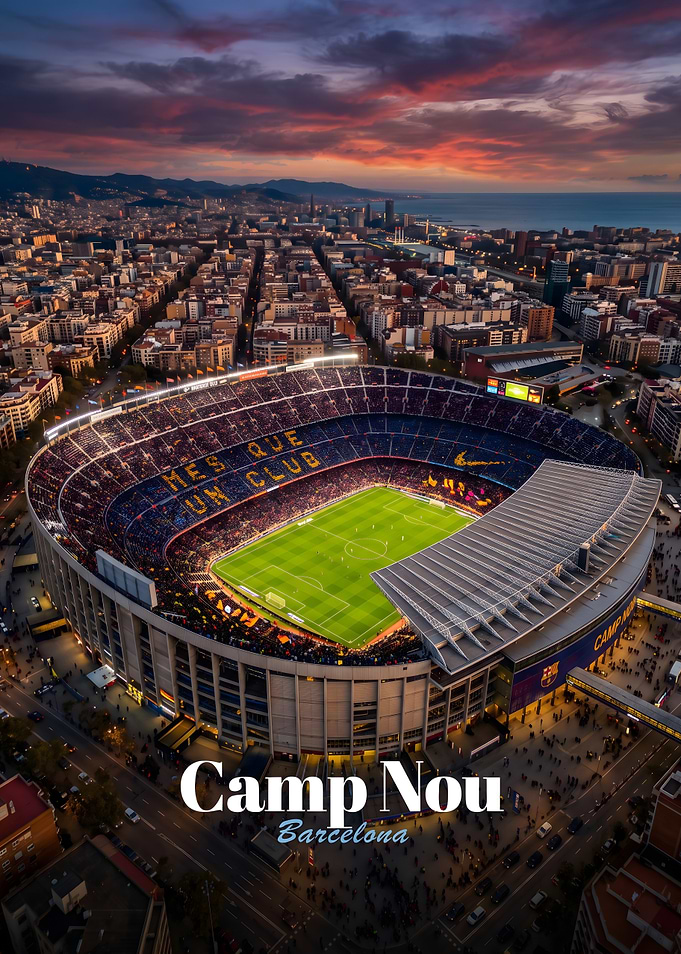 Aerial View of Camp Nou Stadium