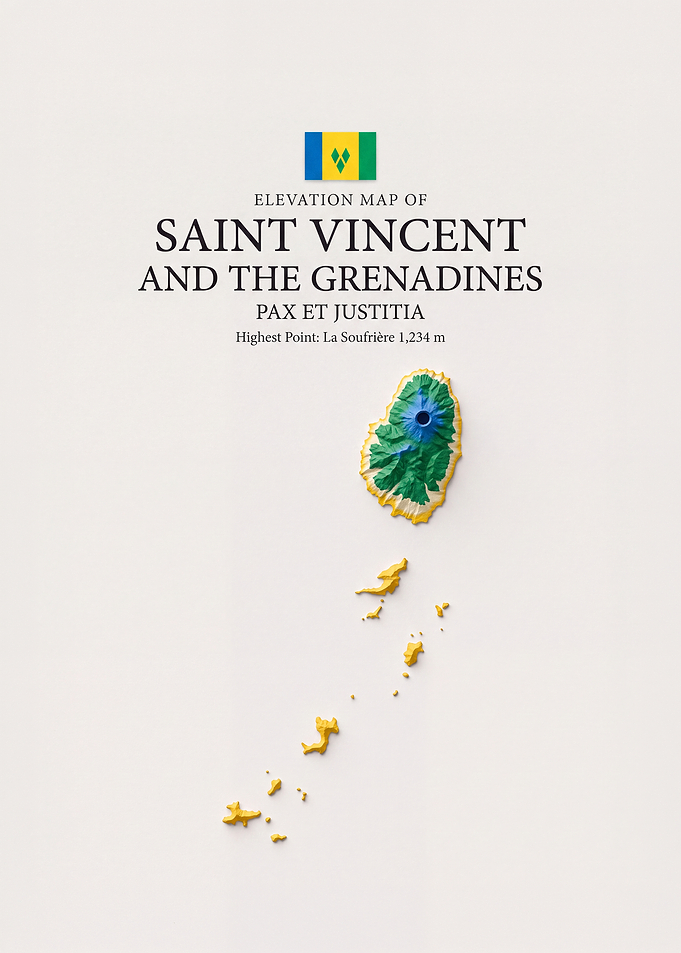 Elevation Map of Saint Vincent and the Grenadines