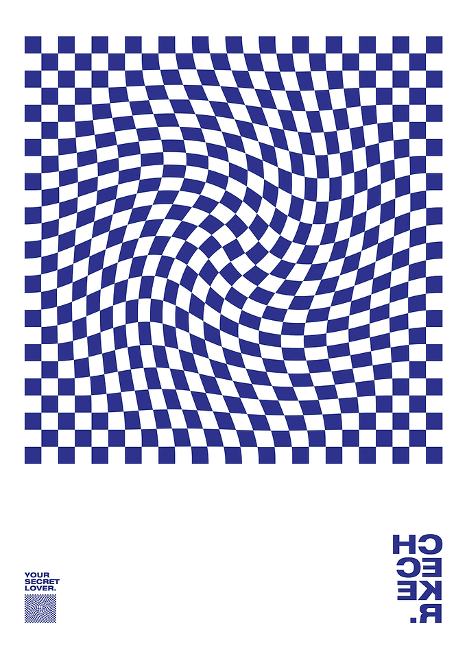 Wavy Blue Checkerboard Pattern Poster