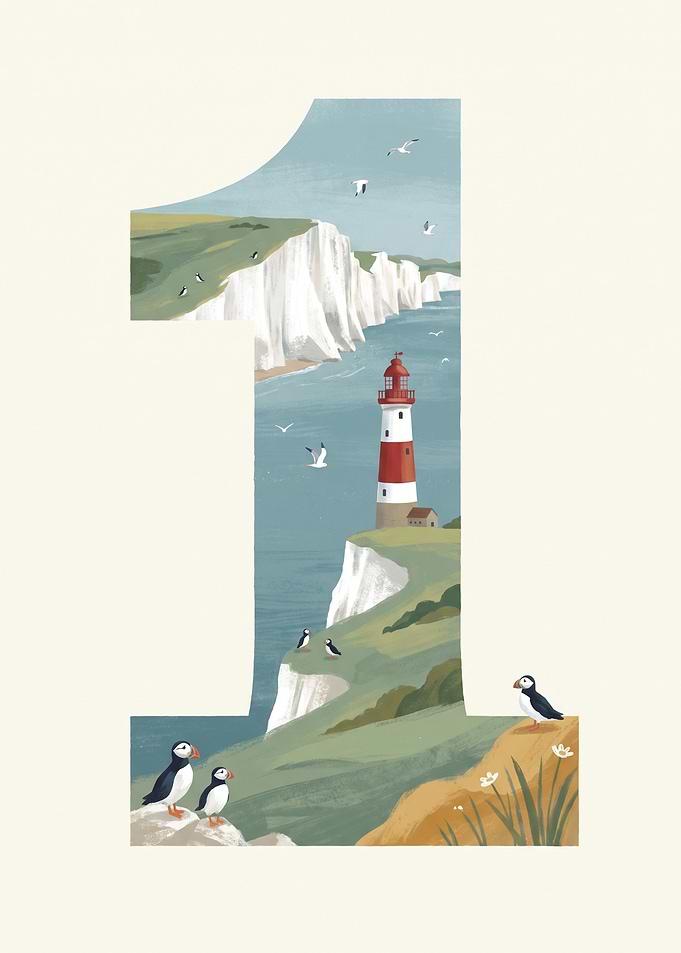 Number One Coastal Lighthouse Illustration