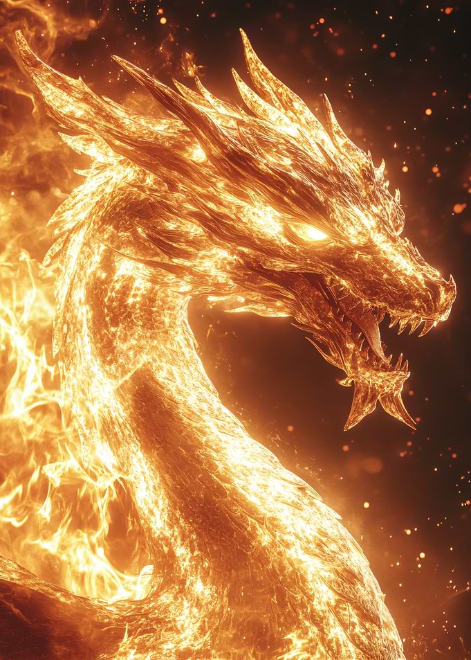 Majestic Fire Dragon Portrait
