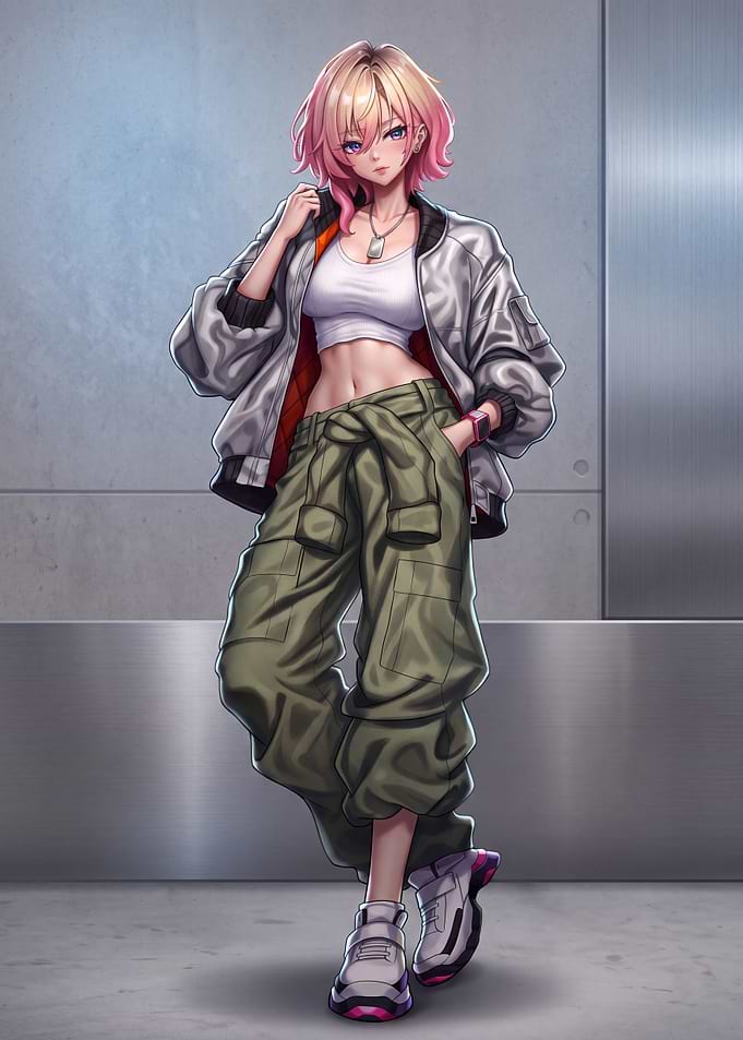 Stylish Anime Girl in Streetwear