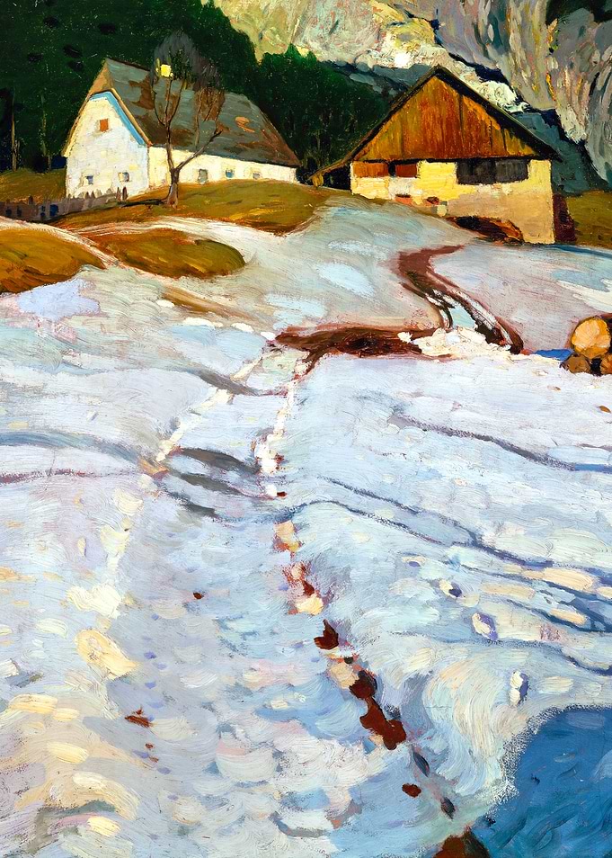 Winter Idyll in Hinterstoder Snow Landscape Painting