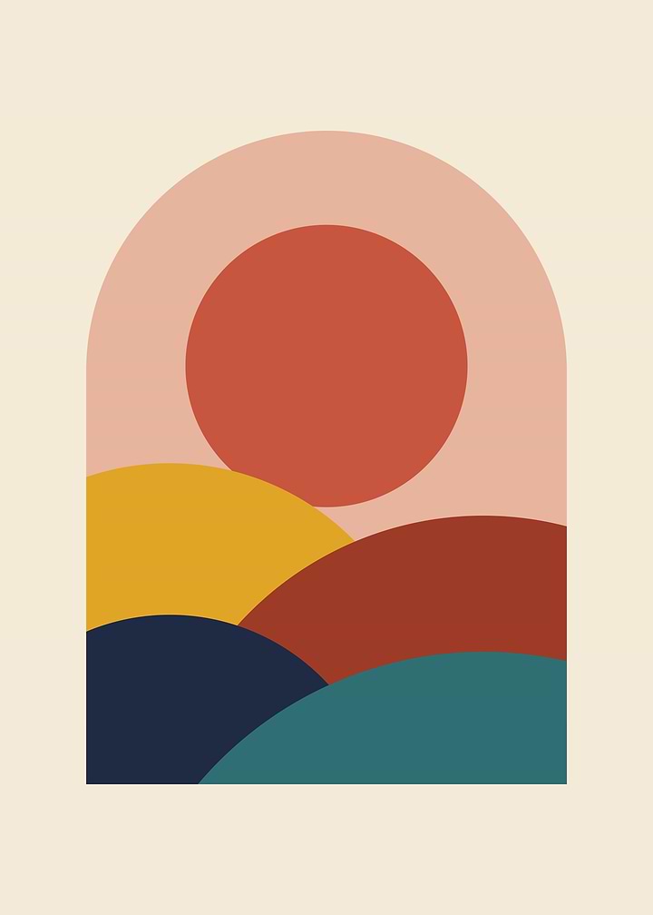 Mid Century Sun Over Dunes Geometric Print