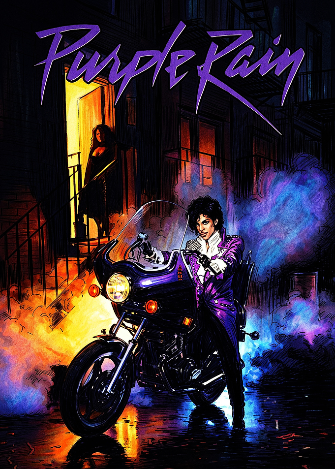 Prince Purple Rain Motorcycle Poster