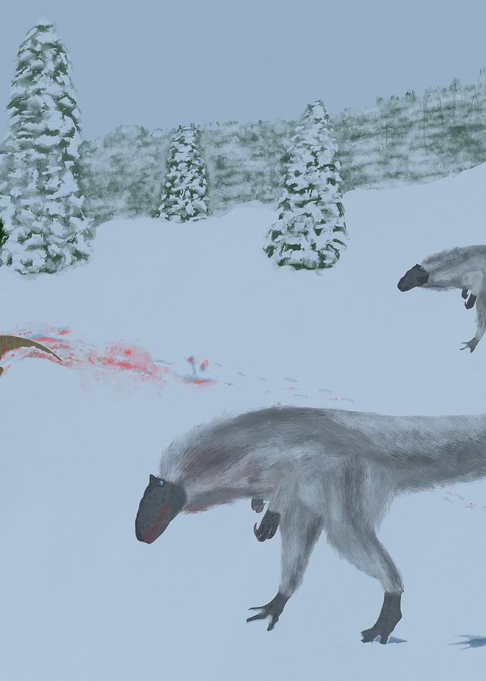Yutyrannus in the Snow – Prehistoric Winter Hunt