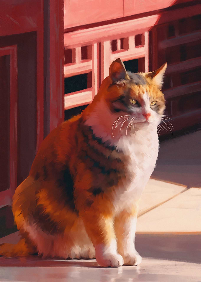 Calico Cat in Traditional Setting