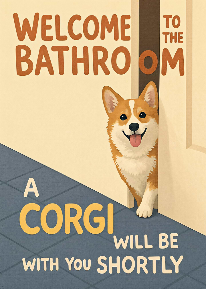 Funny Corgi Bathroom Sign
