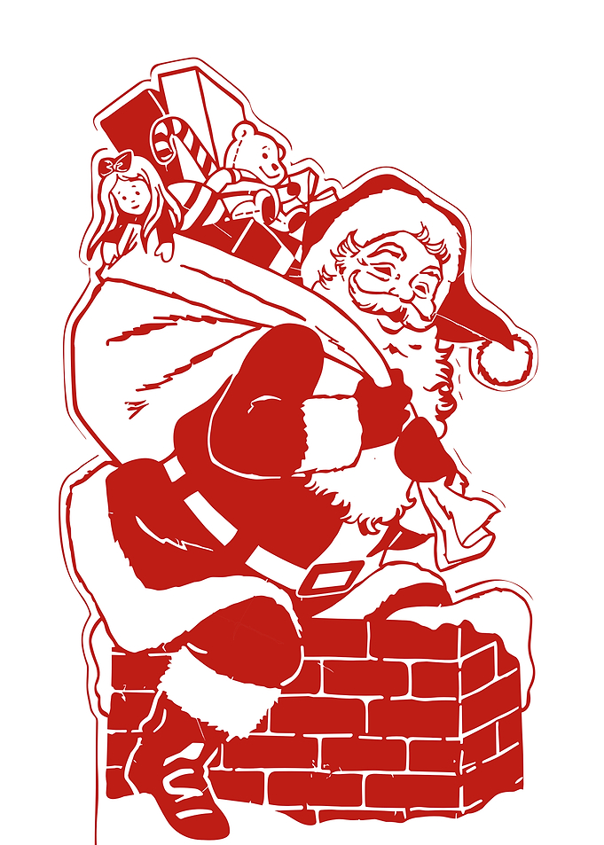 Vintage Santa Claus on Chimney Illustration
