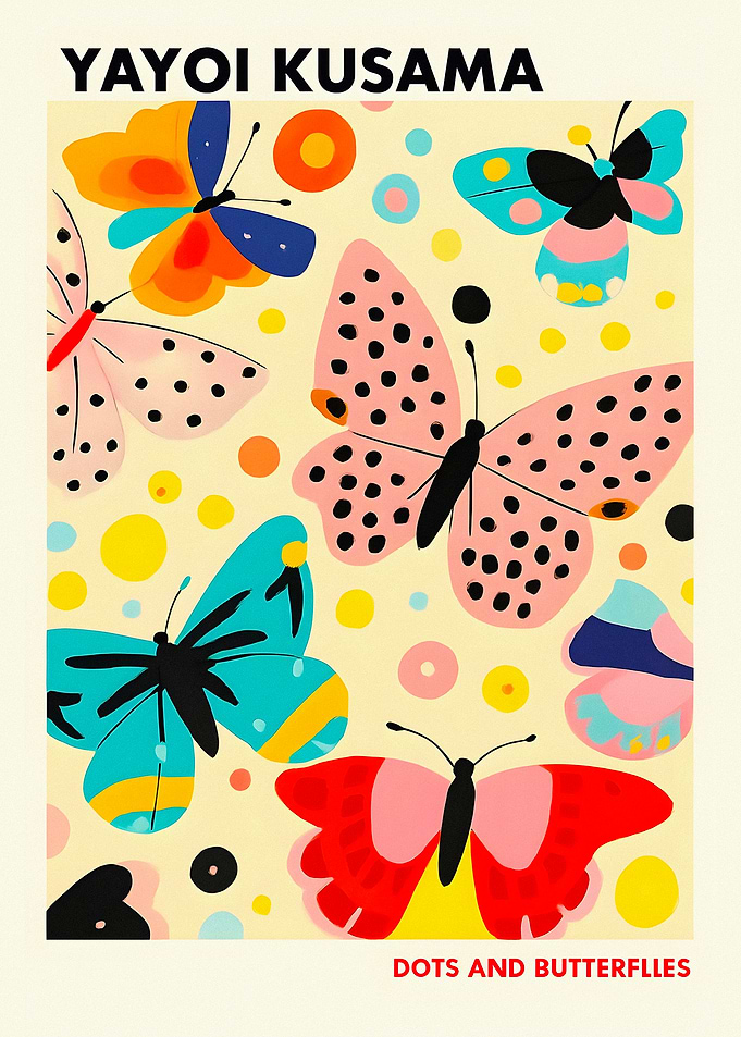 Yayoi Kusama Dots and Butterflies Poster