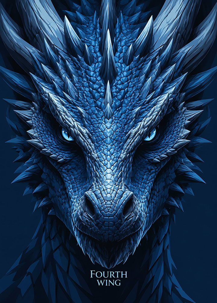 Fourth Wing Blue Dragon Portrait