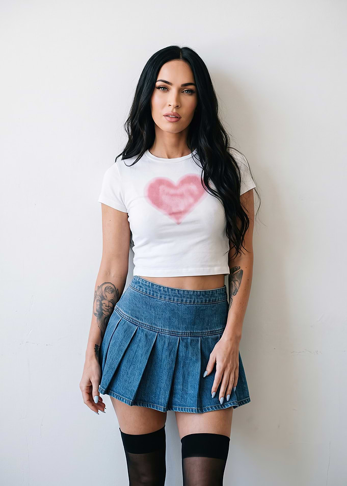 Megan Fox in Heart Print Tee