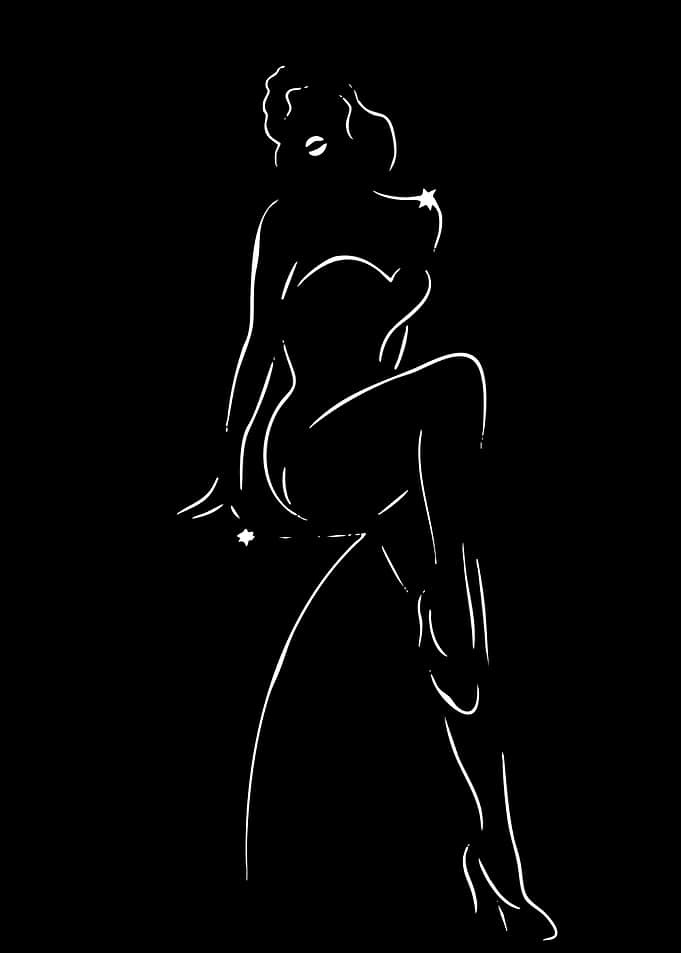 Minimalist Line Art Pin-up Silhouette