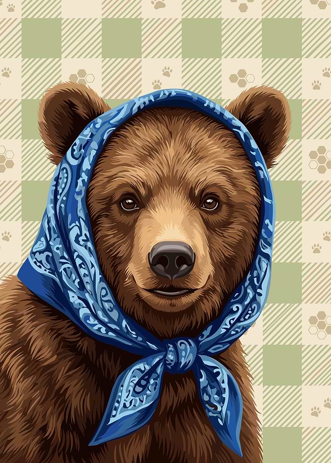 Cute Bear Wearing Blue Bandana