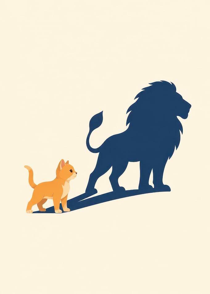 Little Kitten with Lion Shadow