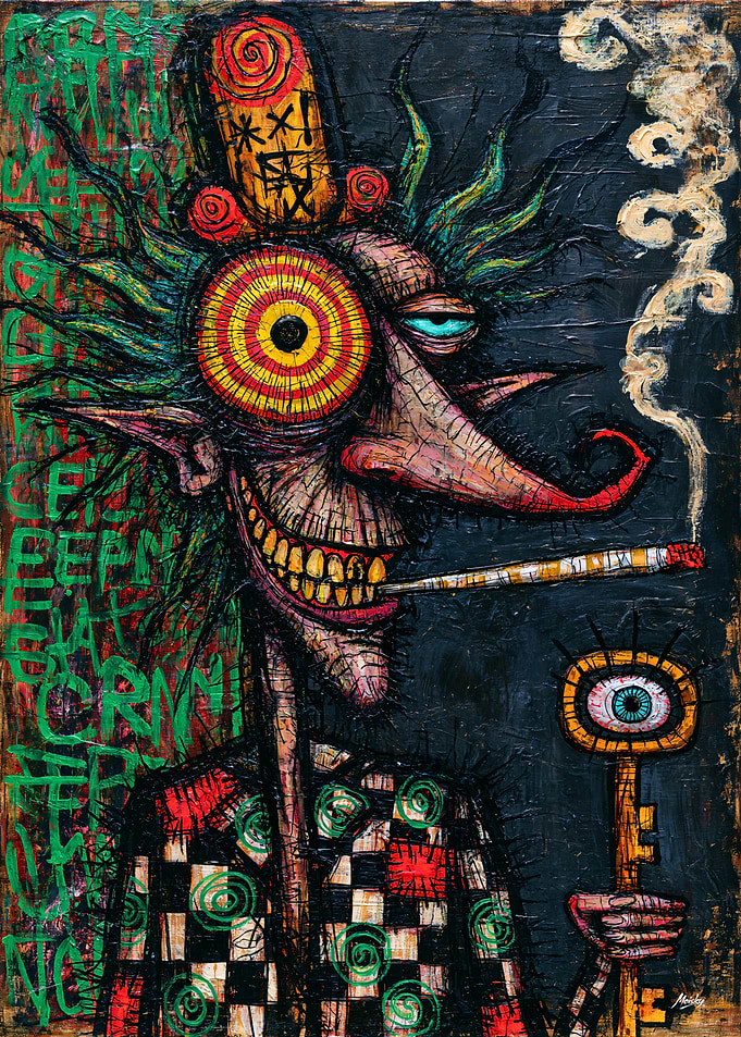 Grinning Eye Collector - Grotesque Surreal Portrait