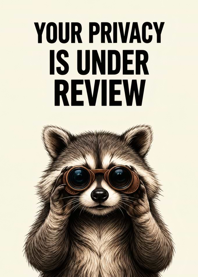Raccoon Looking Through Binoculars Poster