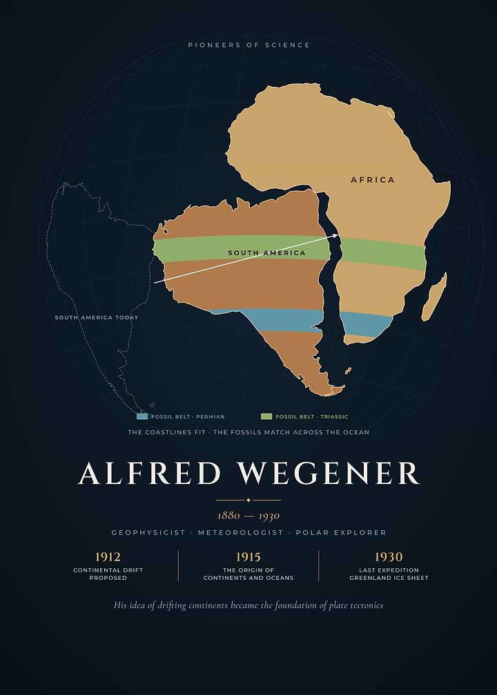 Alfred Wegener Continental Drift Africa and America