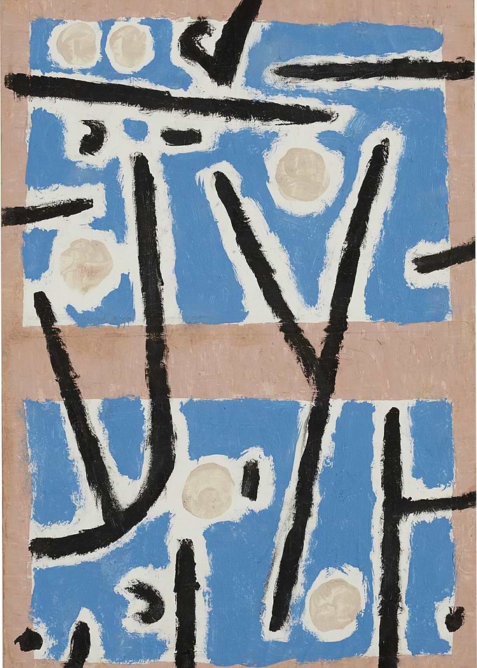 Abstract Painting with Blue Rectangles