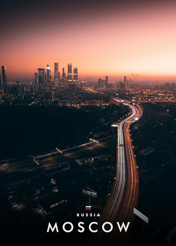 Moscow Cityscape at Sunset