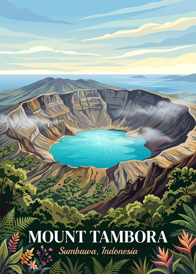 Mount Tambora Travel Poster