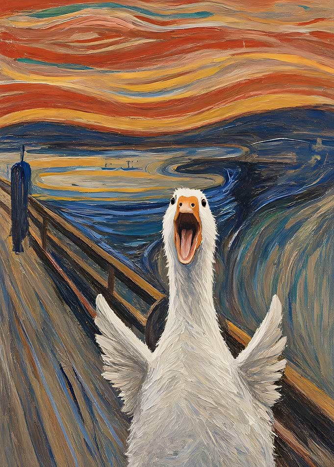 The Scream Goose Parody Painting