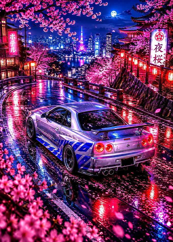 Nissan Skyline GT-R in Tokyo Night