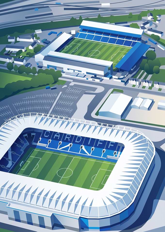 Cardiff City Stadium Aerial Illustration