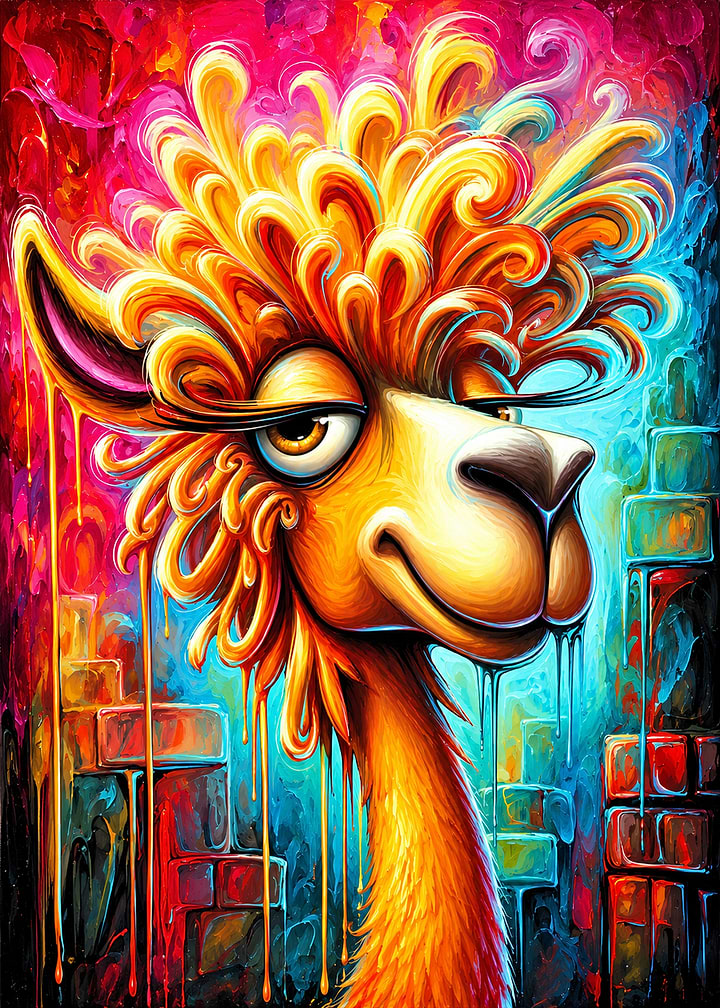 Colorful Abstract Llama Portrait