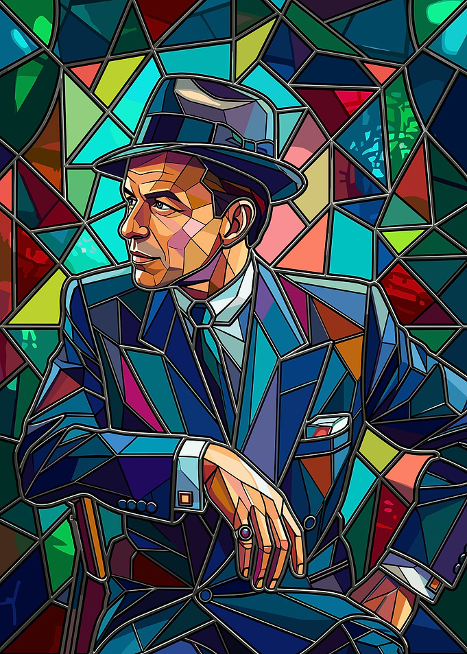 Stained Glass Frank Sinatra Portrait