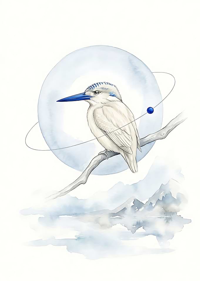 Minimalist Kingfisher with Celestial Ring