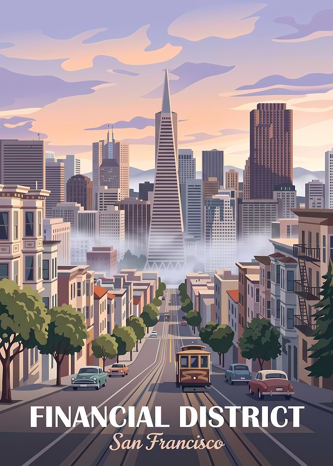 San Francisco Financial District Travel Poster