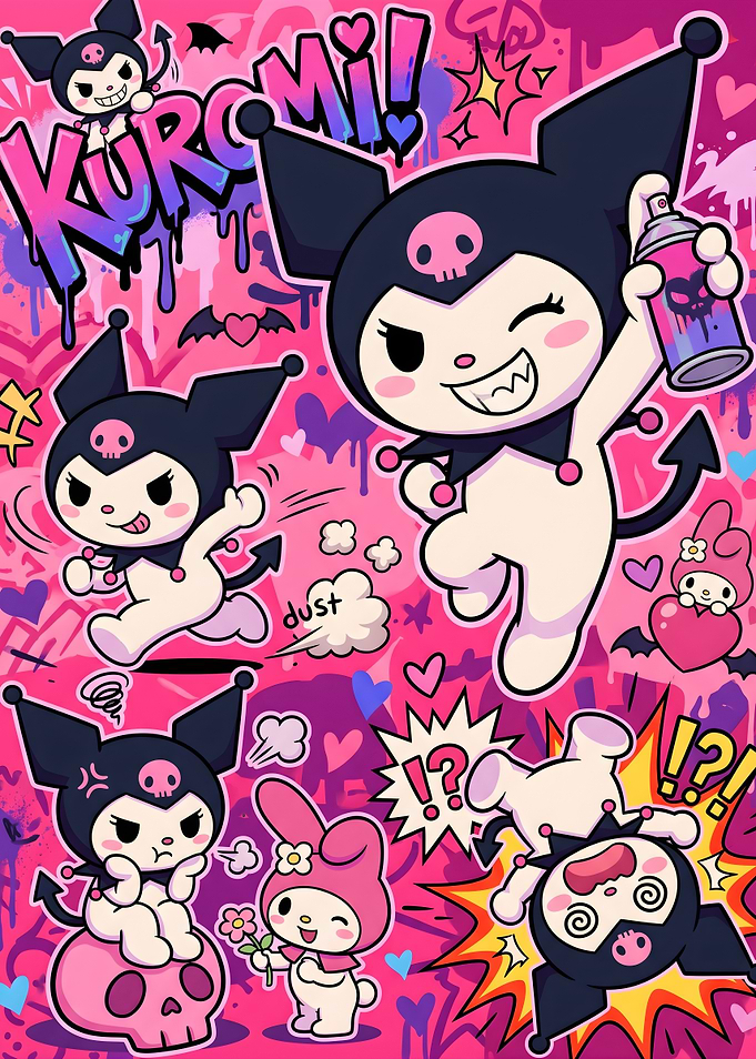 Kuromi Graffiti Street Art Collage