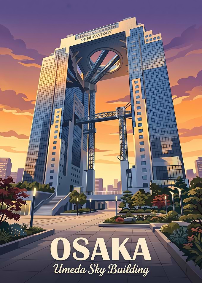 Umeda Sky Building Osaka Travel Poster