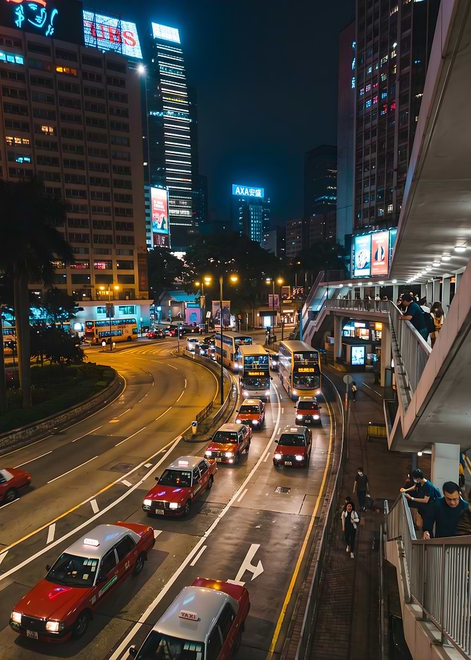 Nighttime Traffic in Hong Kong