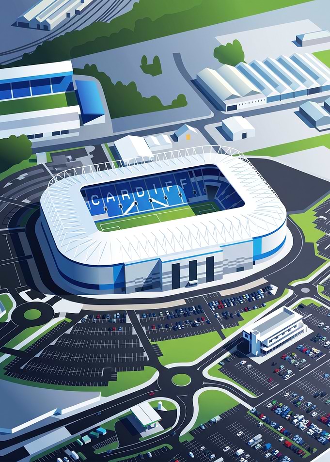 Cardiff City Stadium Aerial Illustration