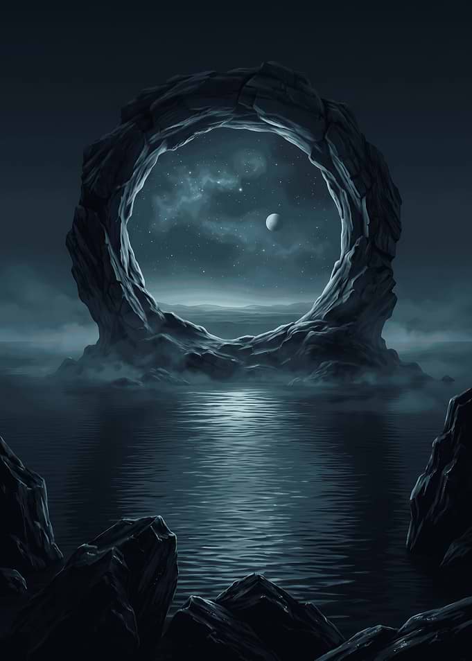 Mystical Stone Portal Over Water
