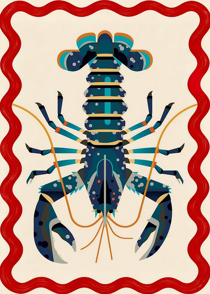 Stylized Blue Lobster Illustration
