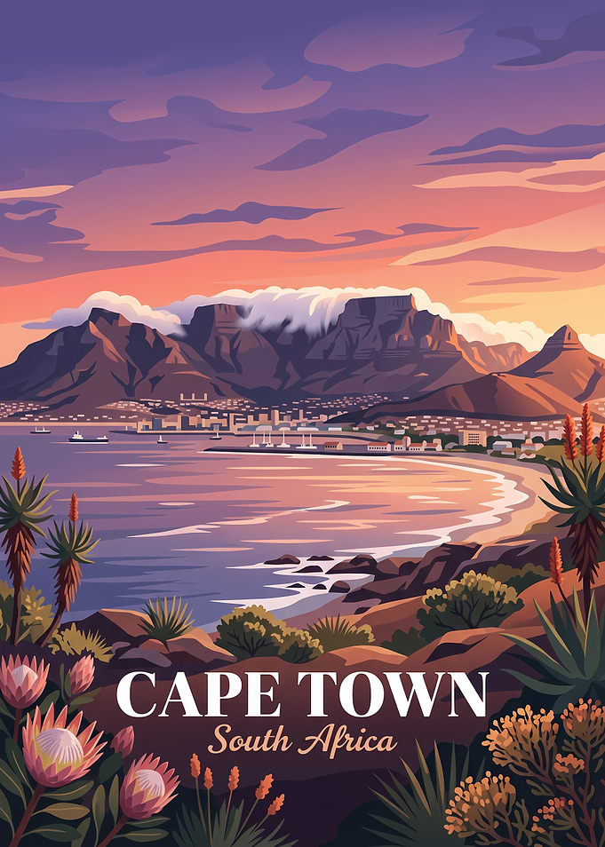 Cape Town South Africa Travel Poster