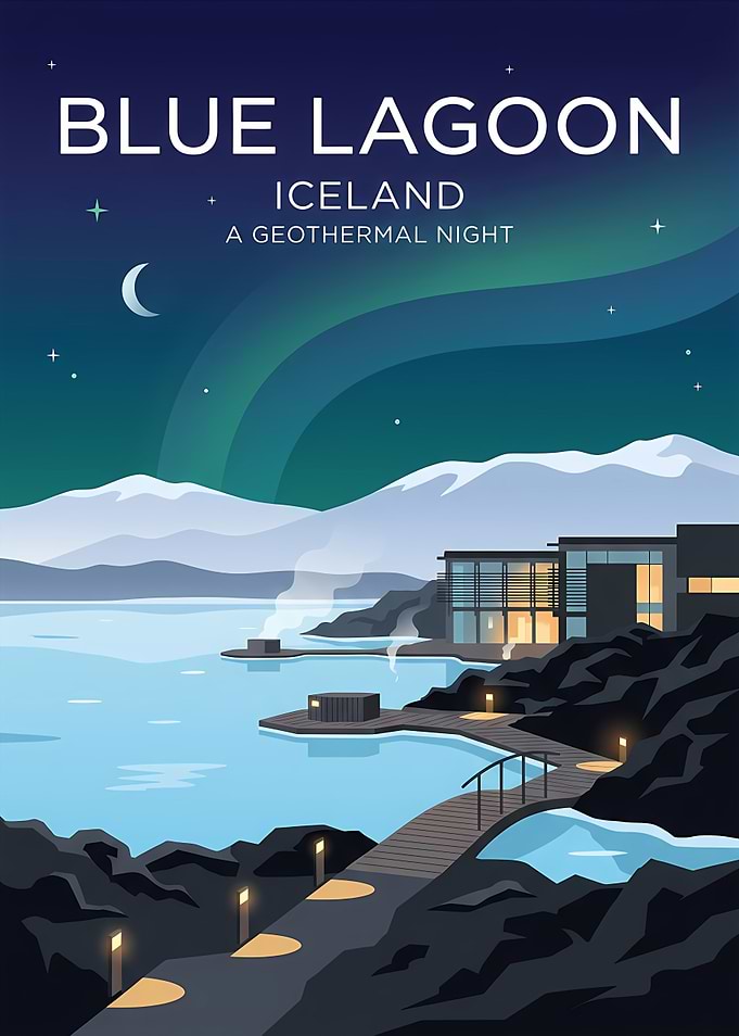 Blue Lagoon Iceland Travel Poster
