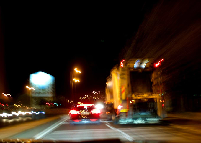 Nighttime Highway Traffic Motion Blur