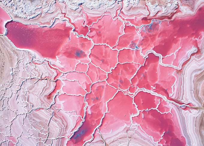 Aerial View of Pink Salt Lake