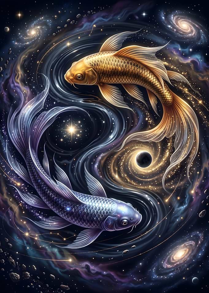 Cosmic Yin Yang Koi Fish