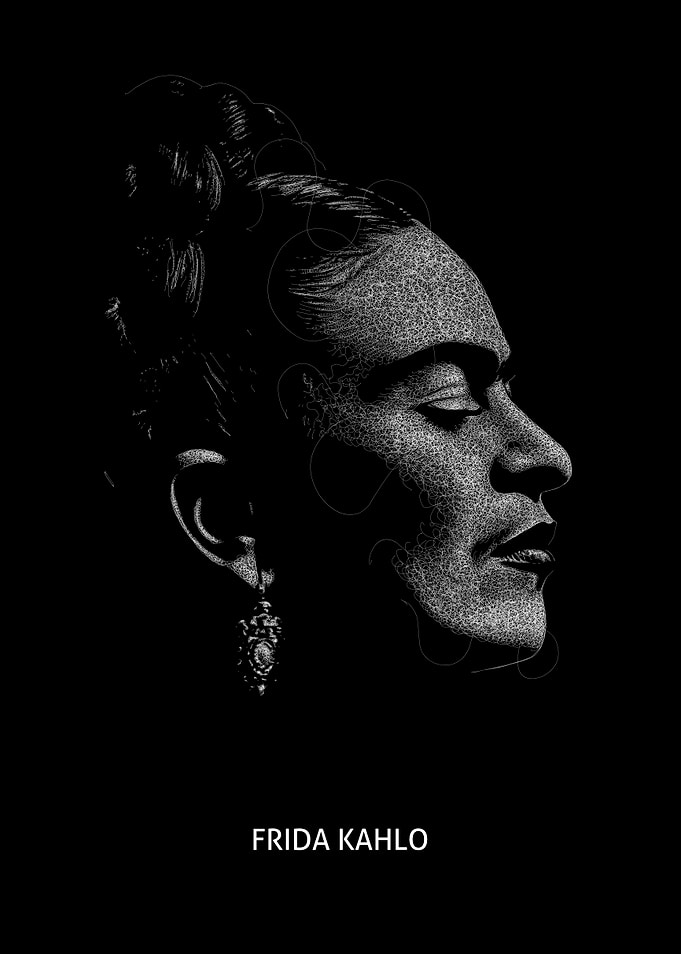 Frida Kahlo Scribble art Portrait