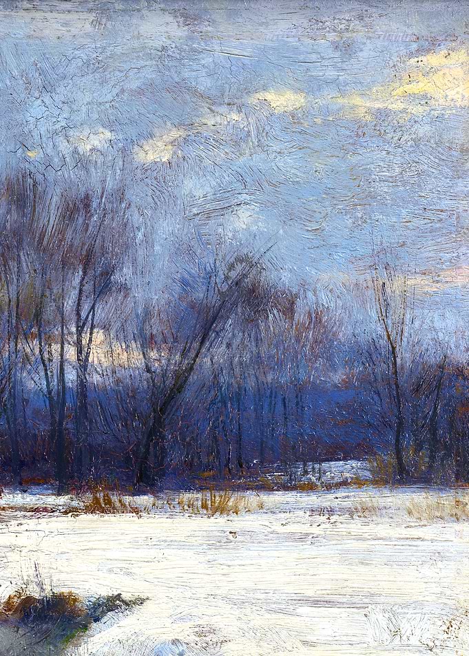 Winter Trees with Snow Landscape Painting
