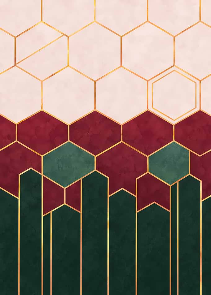 Geometric Abstract Hexagon Wall Art