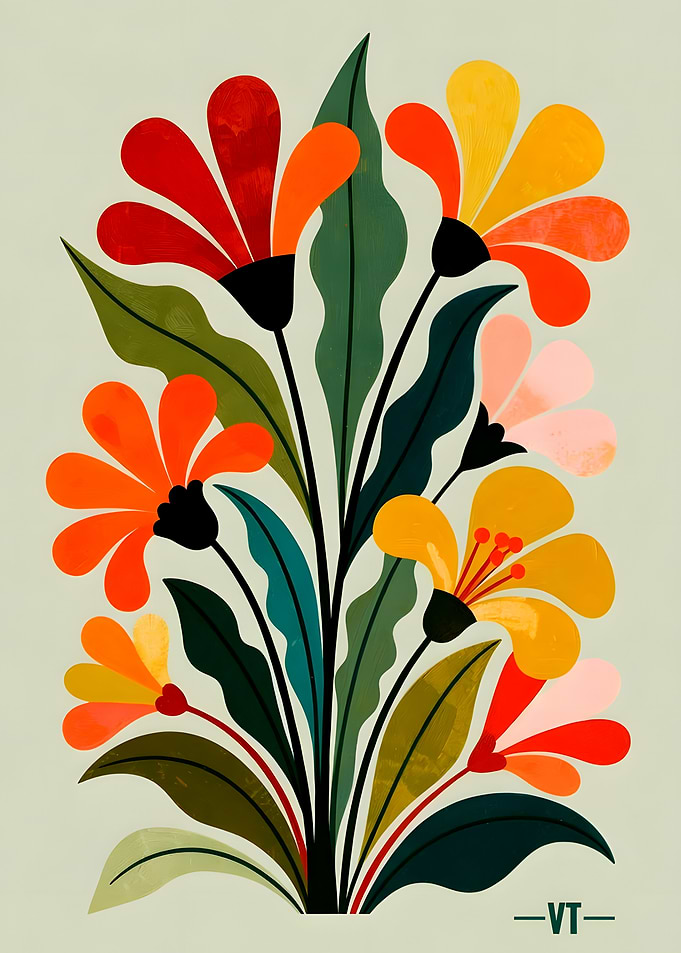 Mid-Century Modern Floral Art Print