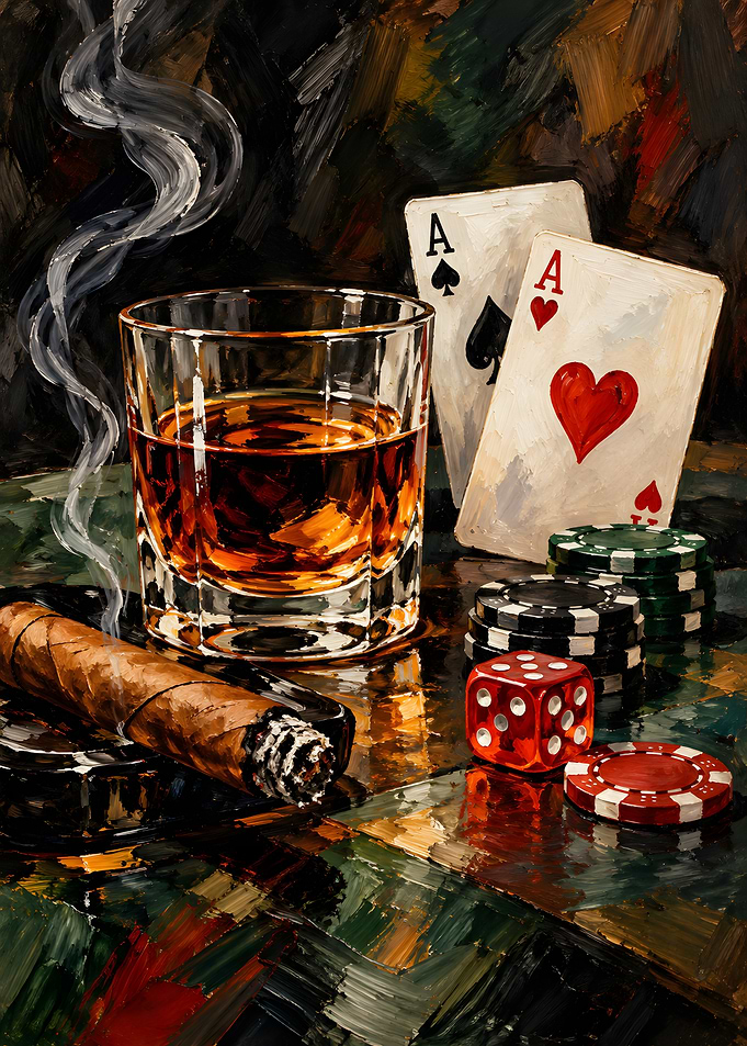 Poker Night Still Life Painting